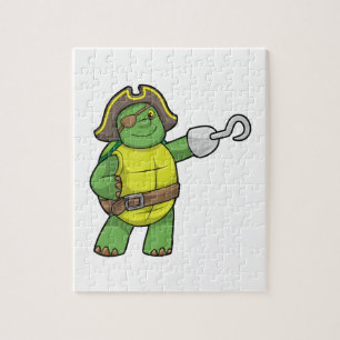 Turtle as Pirate with Hooked hand & Eye patch Jigsaw Puzzle