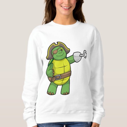 Turtle as Pirate with Hooked hand  Eye patch Sweatshirt