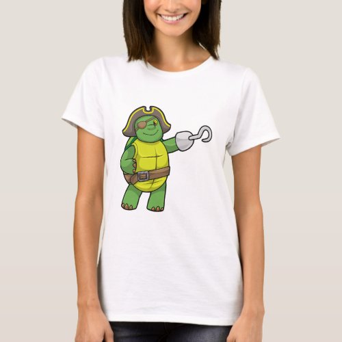 Turtle as Pirate with Hooked hand  Eye patch T_Shirt