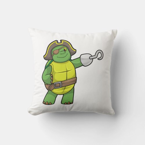Turtle as Pirate with Hooked hand  Eye patch Throw Pillow