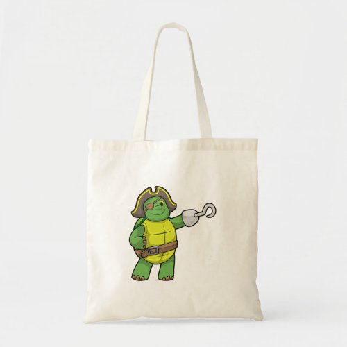 Turtle as Pirate with Hooked hand  Eye patch Tote Bag