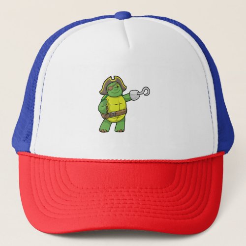 Turtle as Pirate with Hooked hand  Eye patch Trucker Hat