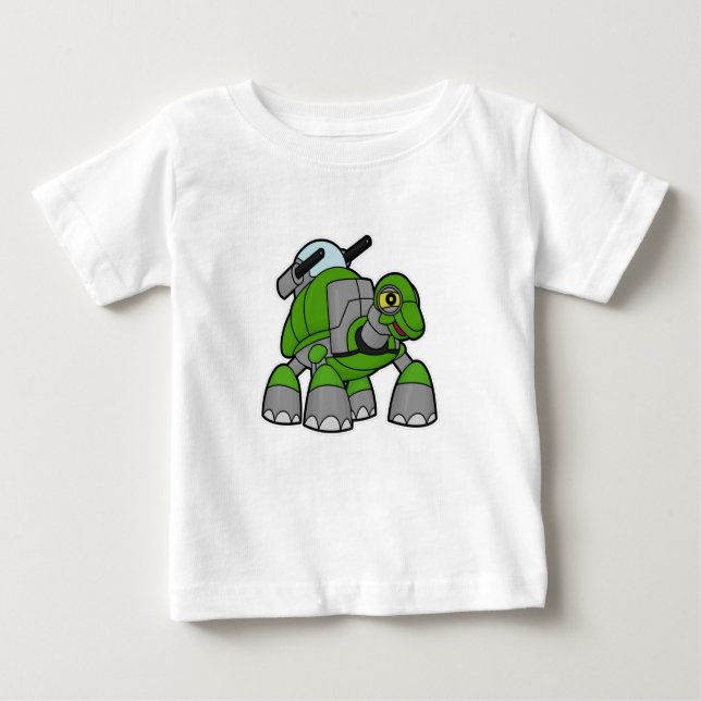 Turtle as Robot with Cannons Baby T-Shirt (Front)