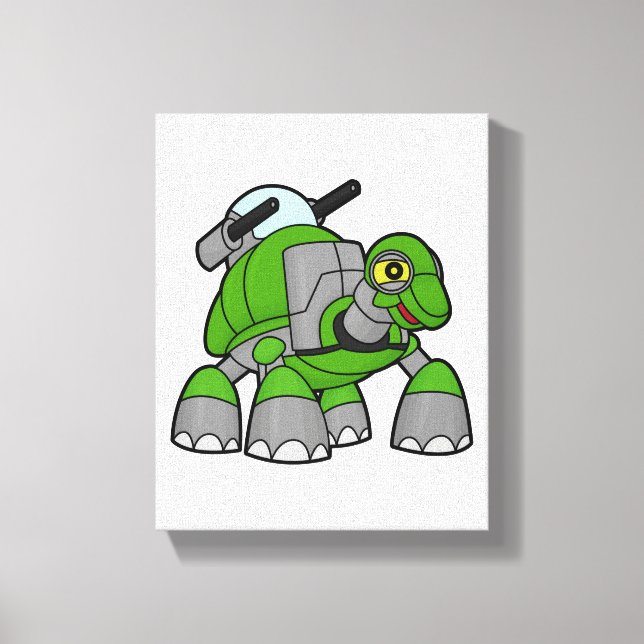 Turtle as Robot with Cannons Canvas Print (Front)