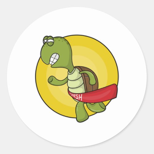 Turtle as Runner at Jogging Classic Round Sticker