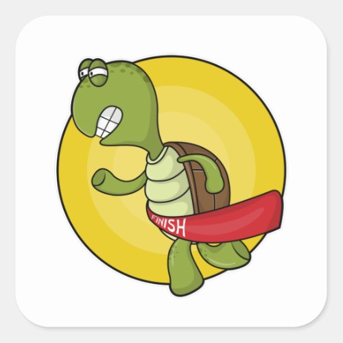 Turtle as Runner at Jogging Square Sticker