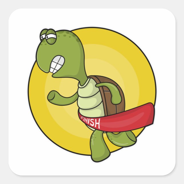 Turtle as Runner at Jogging Square Sticker (Front)
