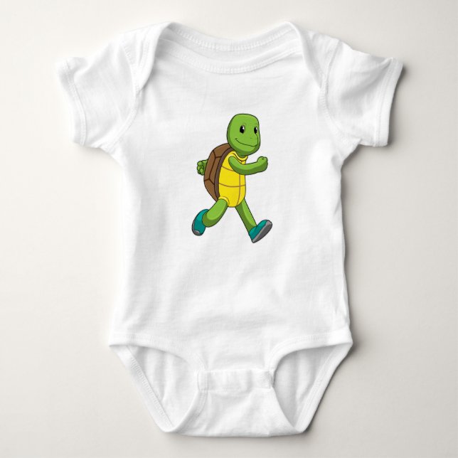 Turtle as Runner at Running Baby Bodysuit (Front)