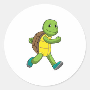 Turtle as Runner at Running Classic Round Sticker