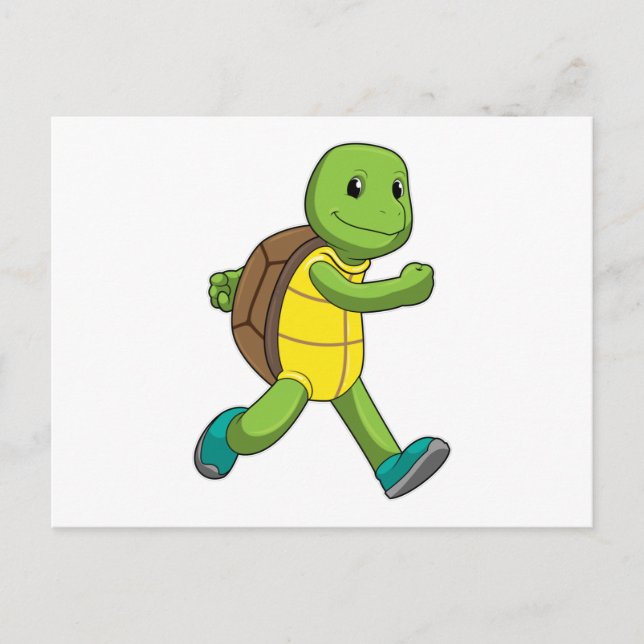 Turtle as Runner at Running Postcard (Front)