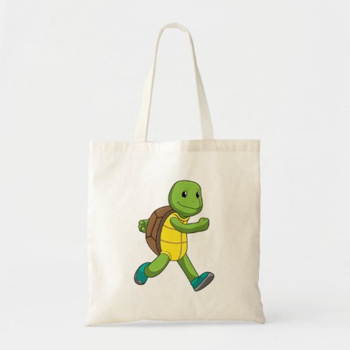 Turtle as Runner at Running Tote Bag