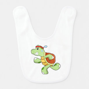 Turtle as Runner Baby Bib