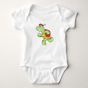 Turtle as Runner Baby Bodysuit