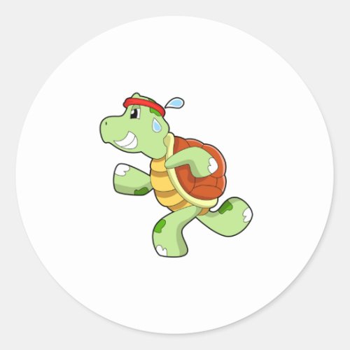 Turtle as Runner Classic Round Sticker