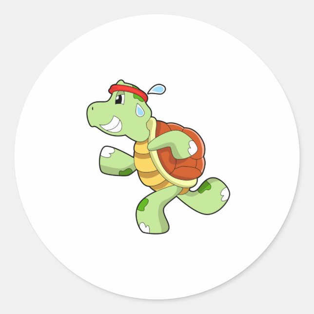 Turtle as Runner Classic Round Sticker (Front)