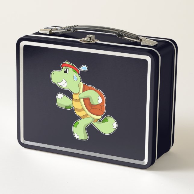 Turtle as Runner Metal Lunch Box (Front)