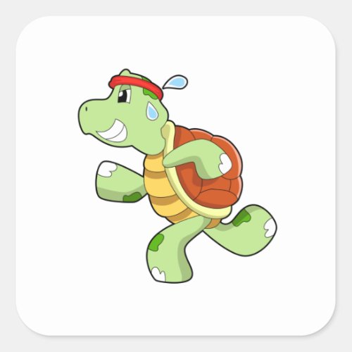 Turtle as Runner Square Sticker