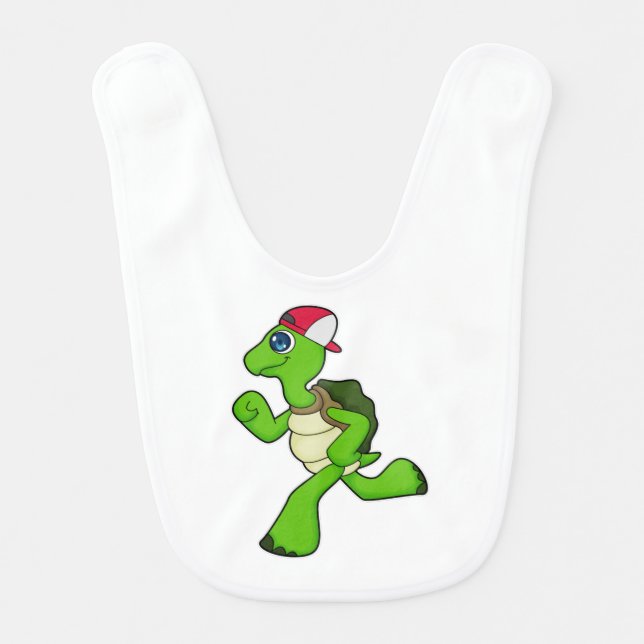 Turtle as Runner with Cap Baby Bib (Front)