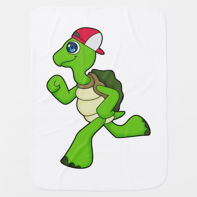 Turtle as Runner with Cap Baby Blanket (Front)