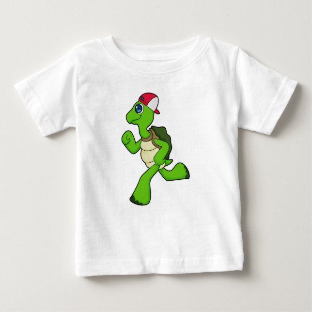 Turtle as Runner with Cap Baby T-Shirt (Front)