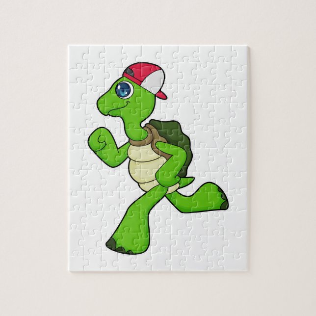 Turtle as Runner with Cap Jigsaw Puzzle (Vertical)