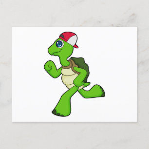 Turtle as Runner with Cap Postcard