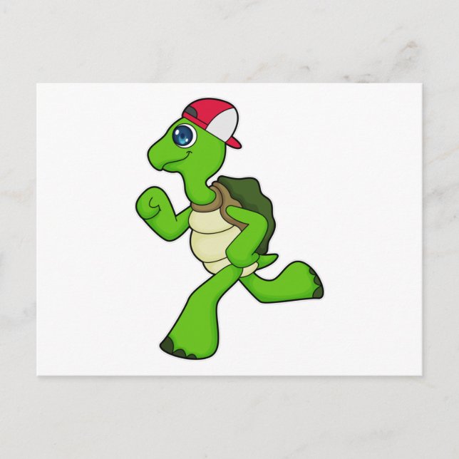 Turtle as Runner with Cap Postcard (Front)
