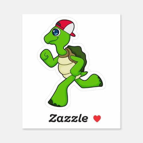Turtle as Runner with Cap Sticker