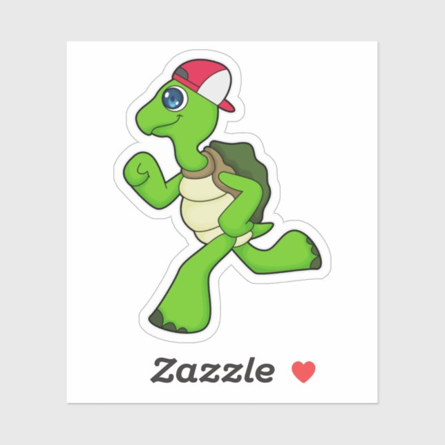 Turtle as Runner with Cap Sticker (Sheet)