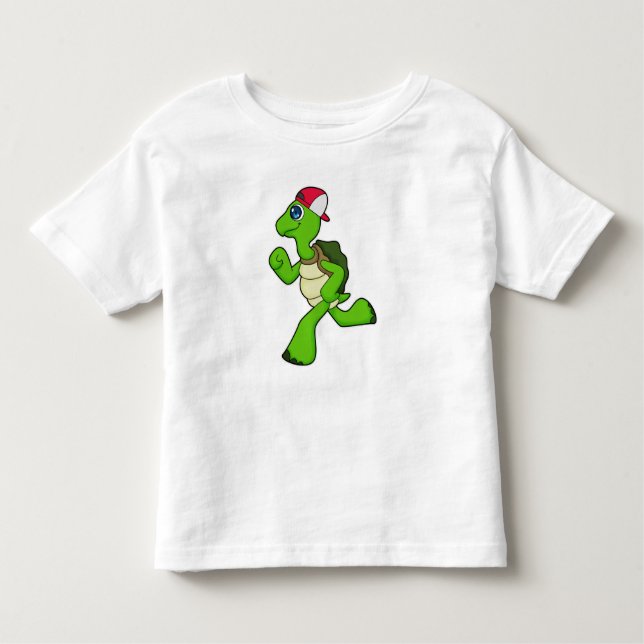 Turtle as Runner with Cap Toddler T-shirt (Front)