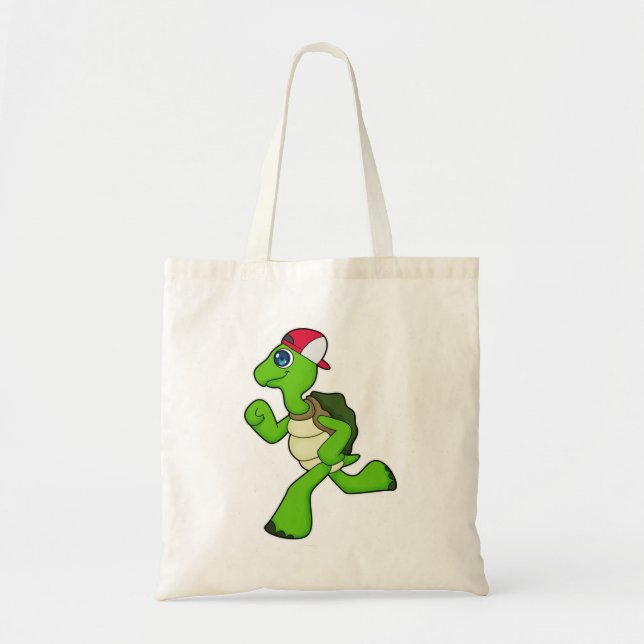 Turtle as Runner with Cap Tote Bag (Front)