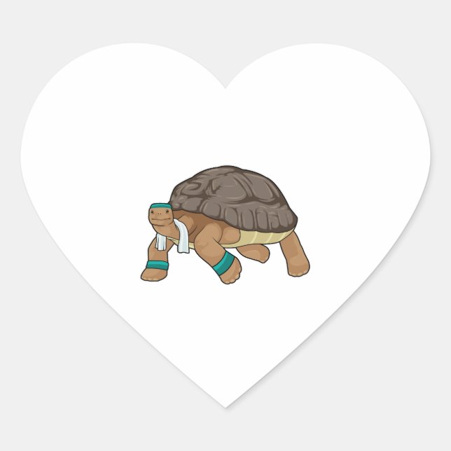 Turtle As Runner With Towel Heart Sticker (Front)