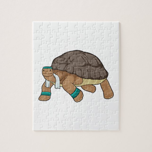 Turtle as Runner with Towel Jigsaw Puzzle (Vertical)