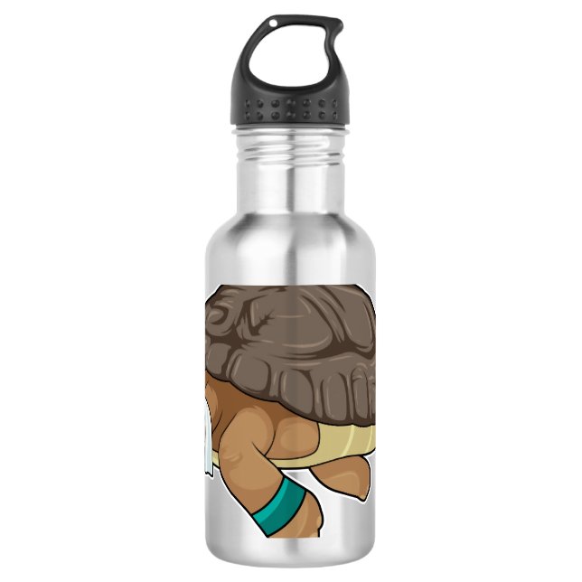 Turtle As Runner With Towel Stainless Steel Water Bottle (Front)