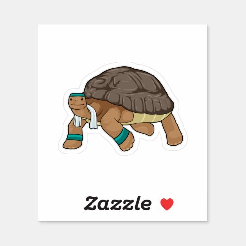 Turtle as Runner with Towel Sticker