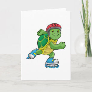 Turtle as Skater with Inline skates & Helmet Card