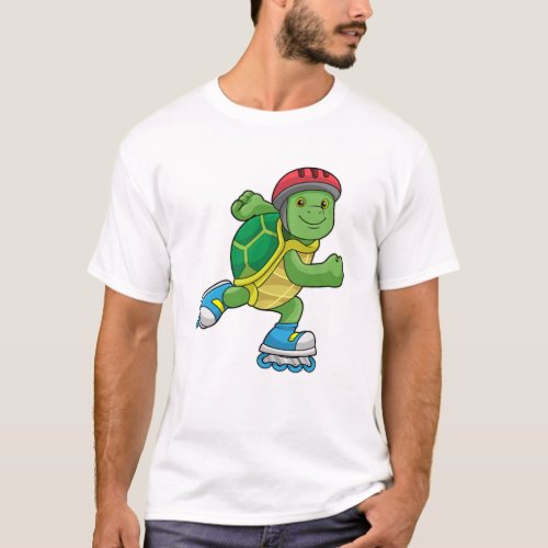 Turtle as Skater with Inline skates  Helmet T_Shirt