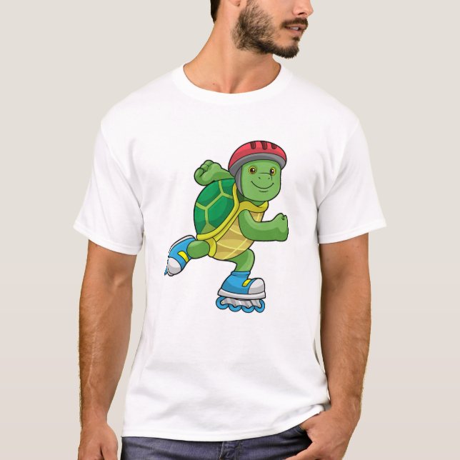 Turtle as Skater with Inline skates & Helmet T-Shirt (Front)