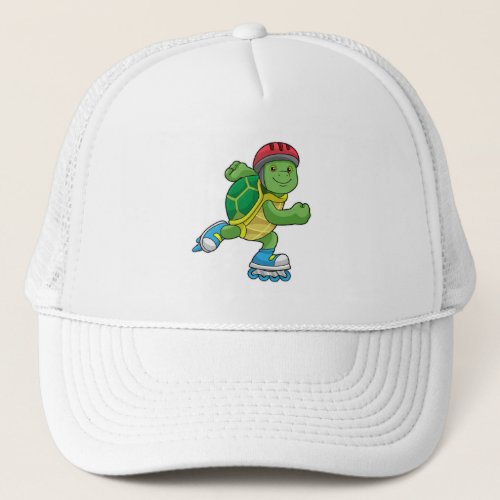Turtle as Skater with Inline skates  Helmet Trucker Hat