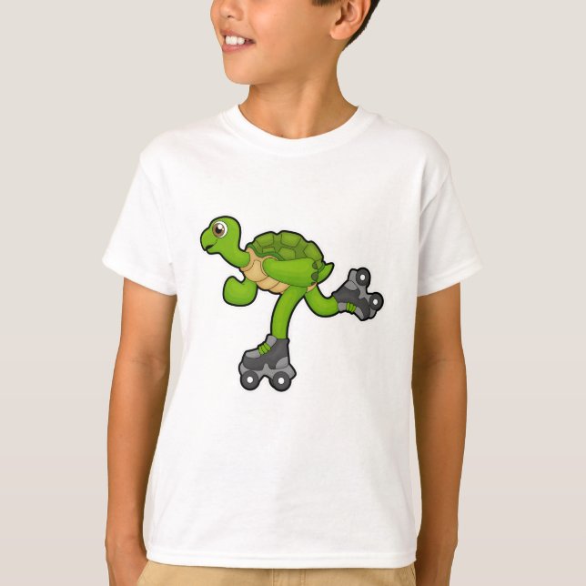Turtle as Skater with Roller skates T-Shirt (Front)