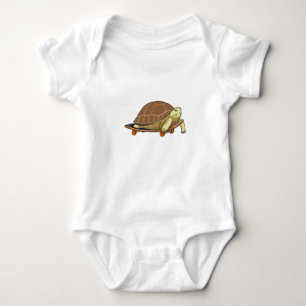 Turtle as Skater with Skateboard Baby Bodysuit