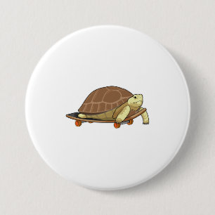 Turtle as Skater with Skateboard Button