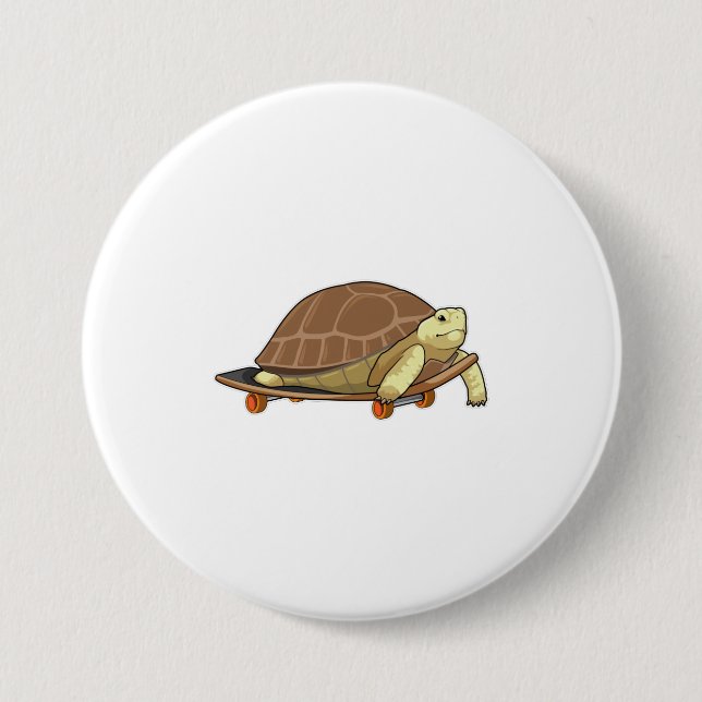 Turtle as Skater with Skateboard Button (Front)