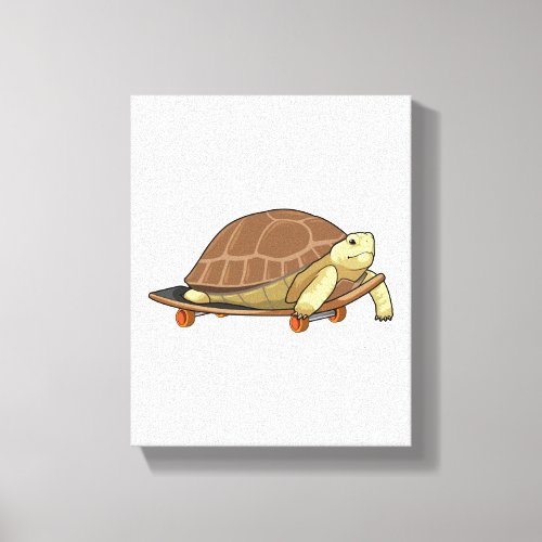 Turtle as Skater with Skateboard Canvas Print