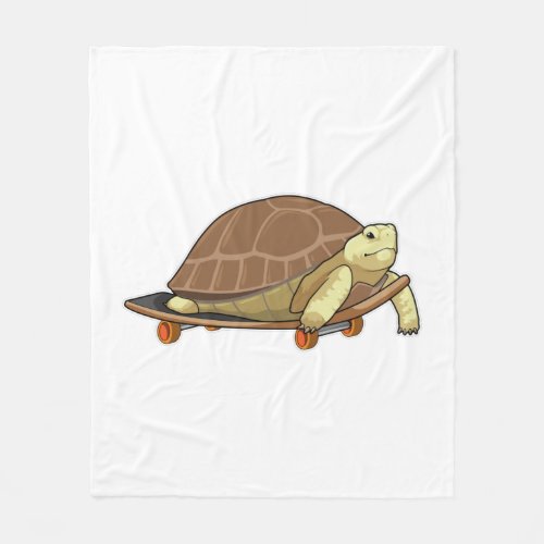 Turtle as Skater with Skateboard Fleece Blanket