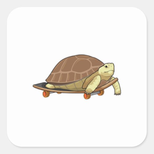 Turtle as Skater with Skateboard Square Sticker