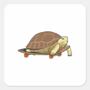 Turtle as Skater with Skateboard Square Sticker