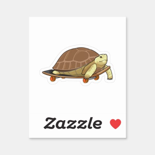 Turtle as Skater with Skateboard Sticker
