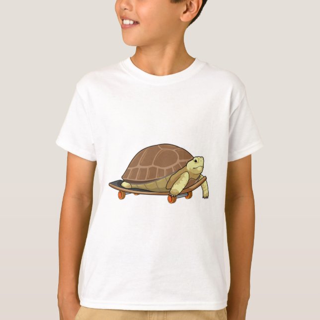Turtle as Skater with Skateboard T-Shirt (Front)