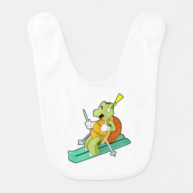 Turtle as Skier with Ski Baby Bib (Front)